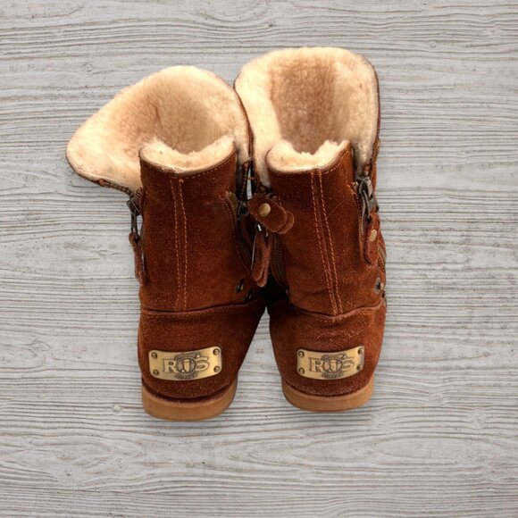 RJ’s Fuzzies Trixie Genuine Sheepskin Suede Convertible Ankle Boots Womens 7 - Picture 4 of 7
